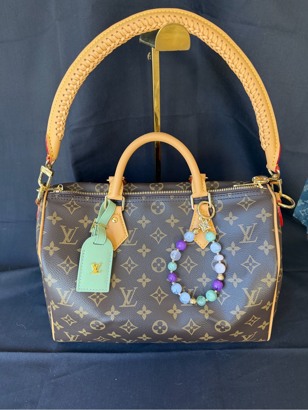 Brown Monogram Satchel with Mint Green Leather Interior